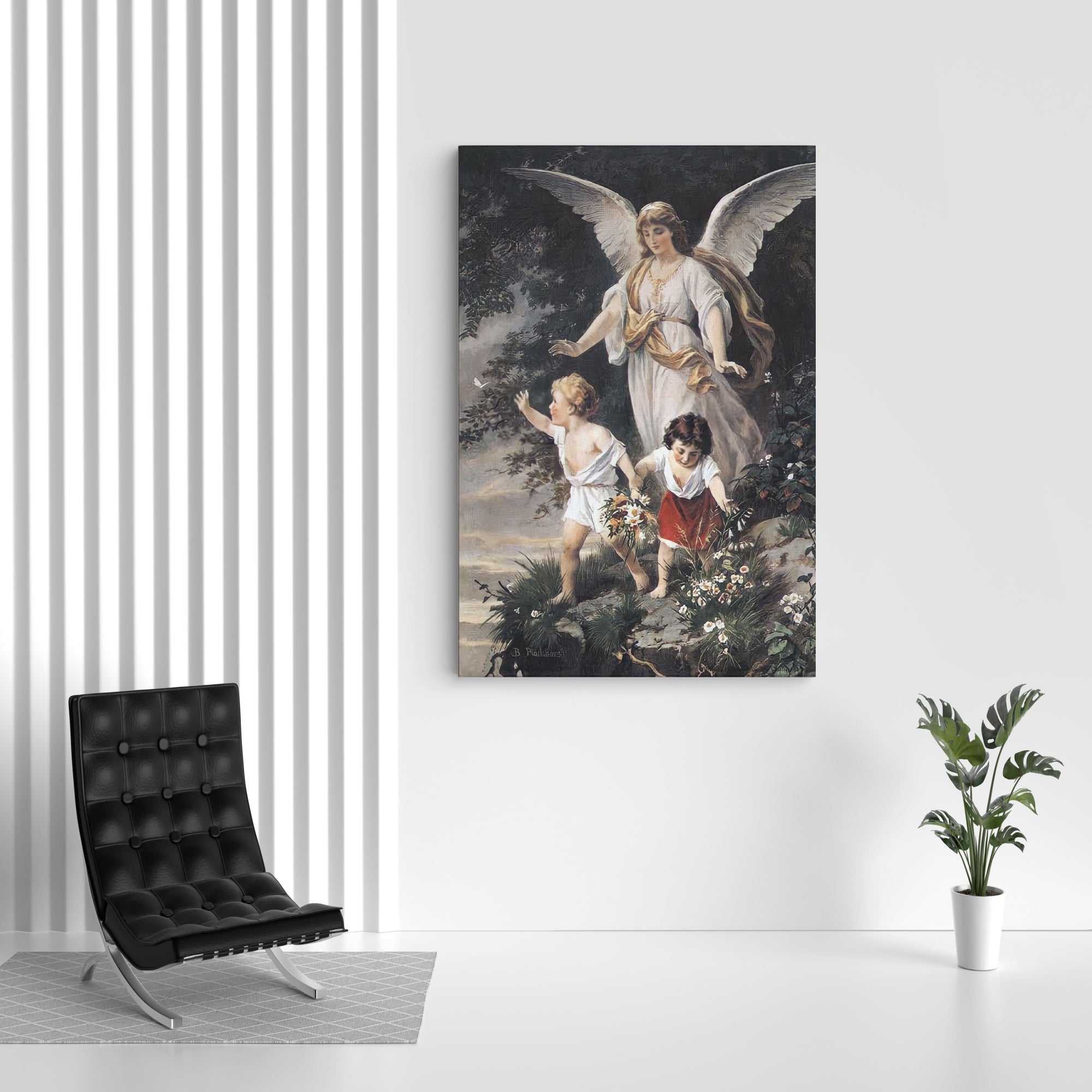 Guardian Angel By the Cliff & Children Canvas Wall Painting