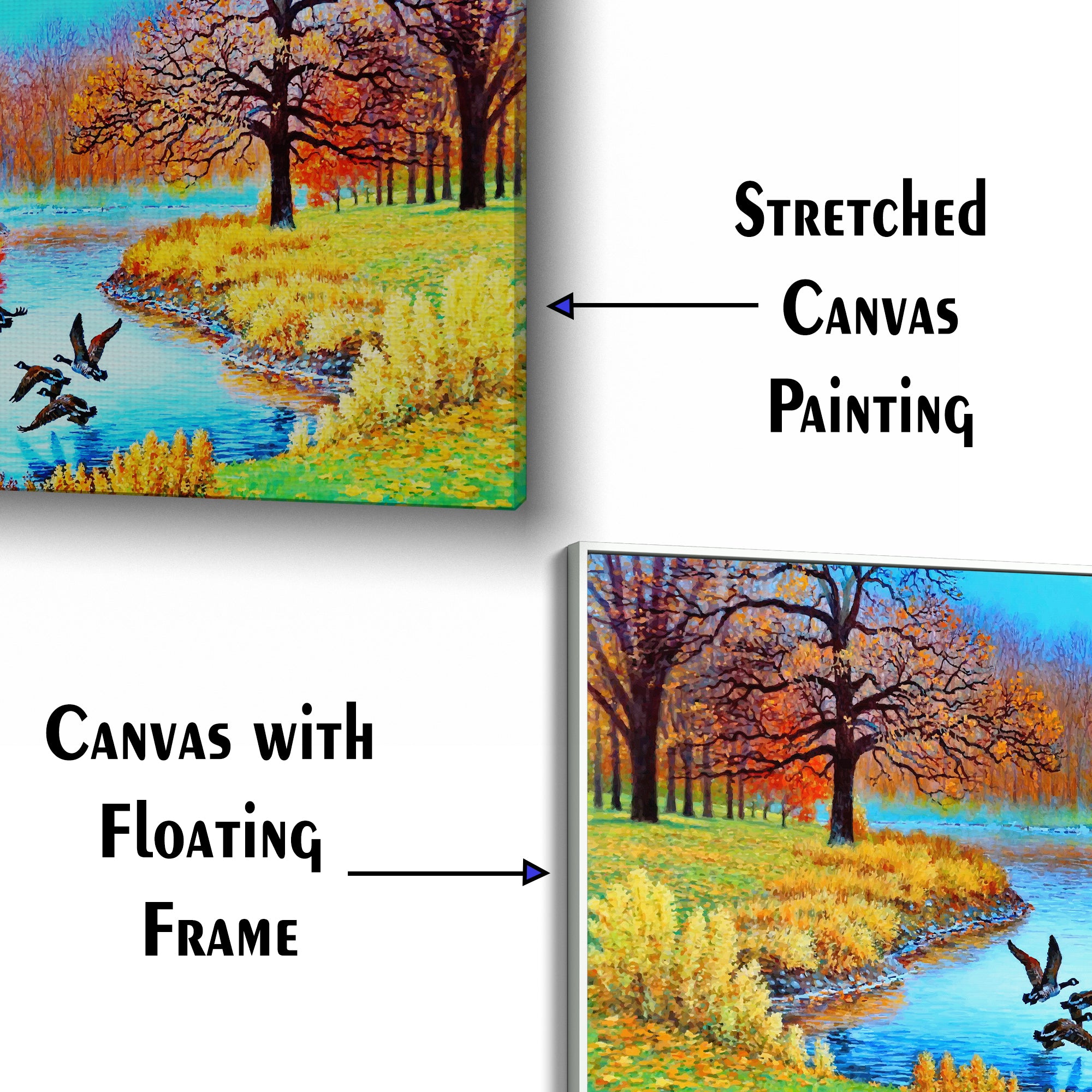 Beautiful Lake And Birds Scenery Canvas Wall Painting