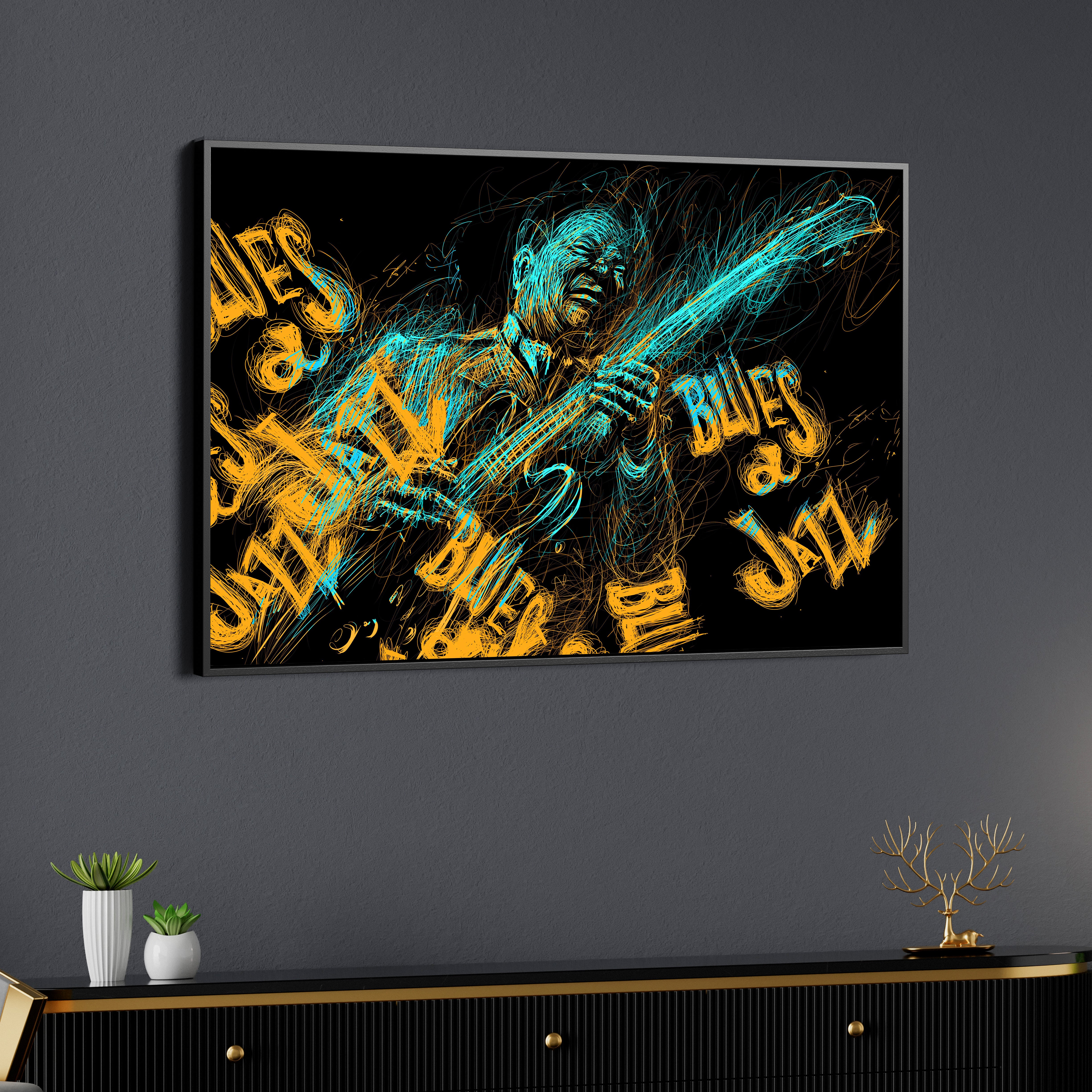 Blues Jazz Musician Guitar Guitarist Music Canvas Wall Painting