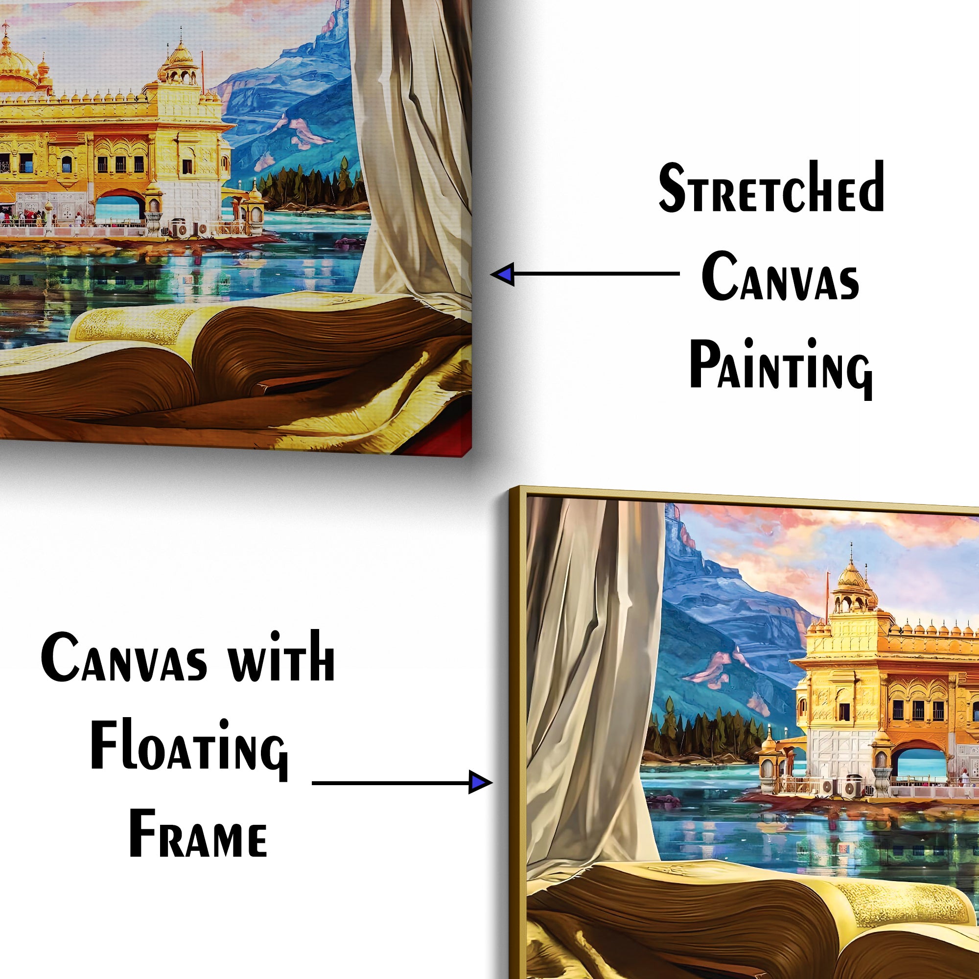 Abstract Golden Temple Canvas Wall Painting