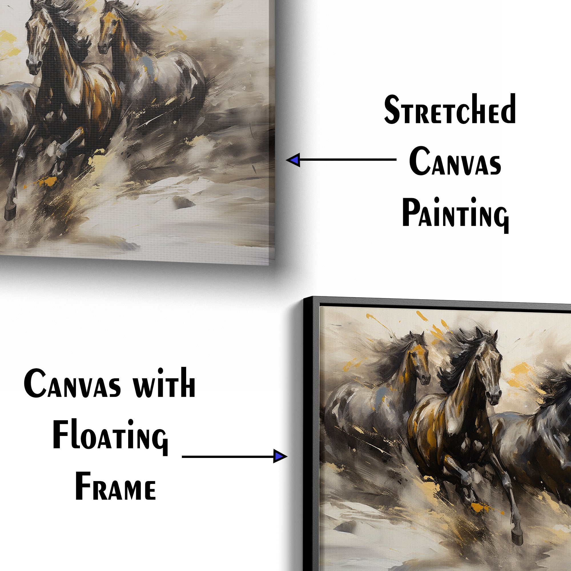 Abstract Tree Runing Horses Canvas Wall Painting