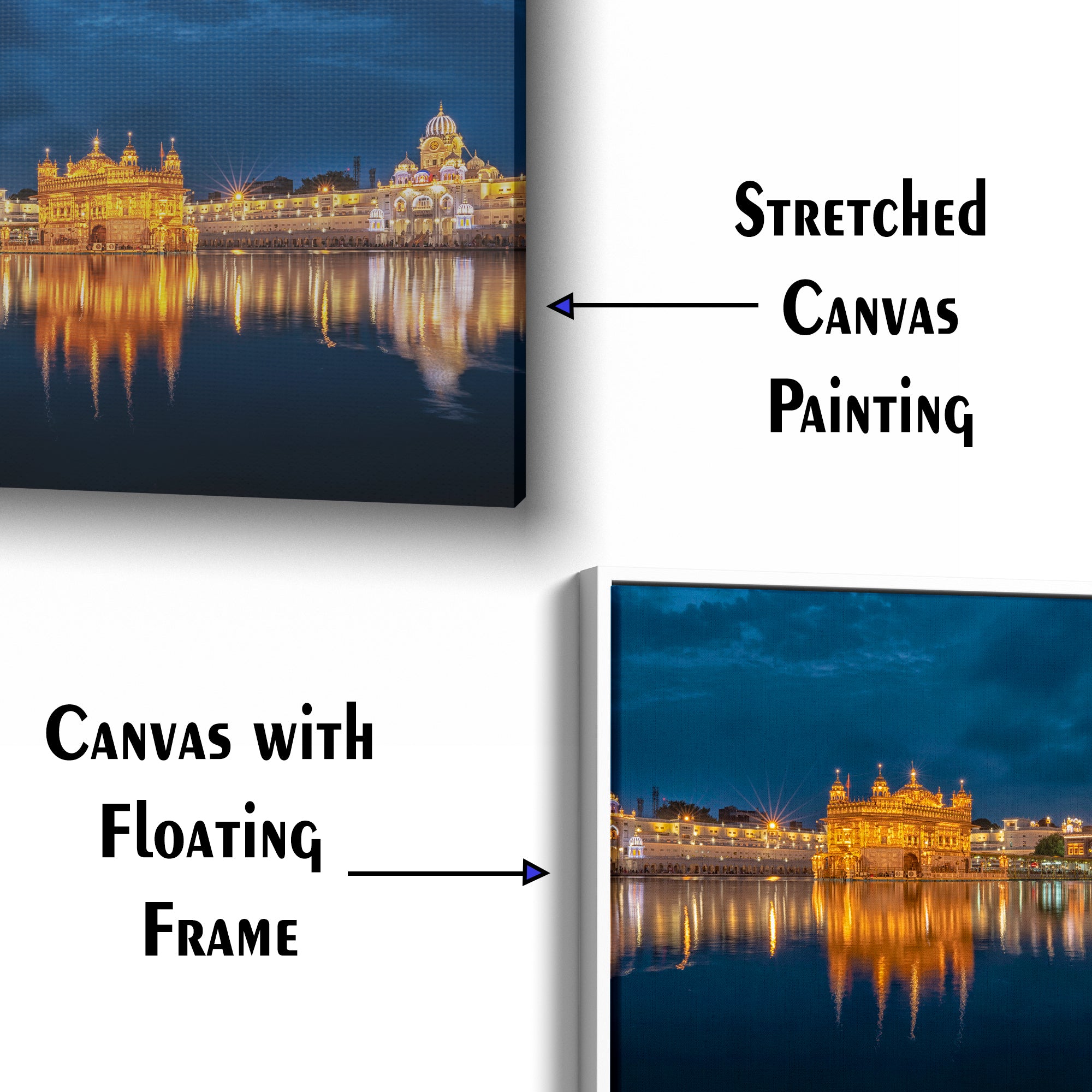 Golden Temple Amritsar In Night Canvas Wall Painting
