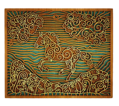 3D Running Horse Mandala Art Wall Decor