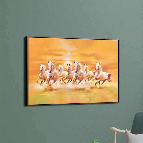 Seven Horses Running at Sunrise Morden Art  Premium Canvas Wall Painting