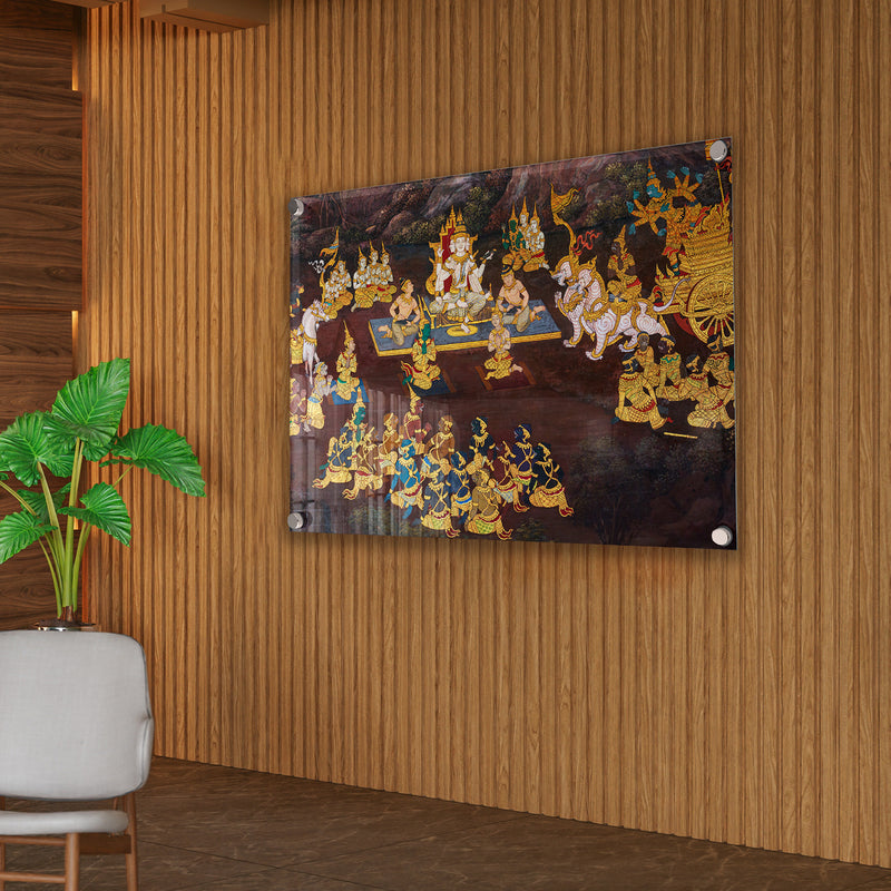 Wat Phra Kaew Ramayana Story Premium Acrylic Wall Painting