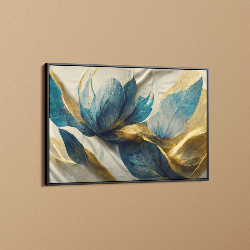 Beautiful Golden Flower and Waves Wall Painting
