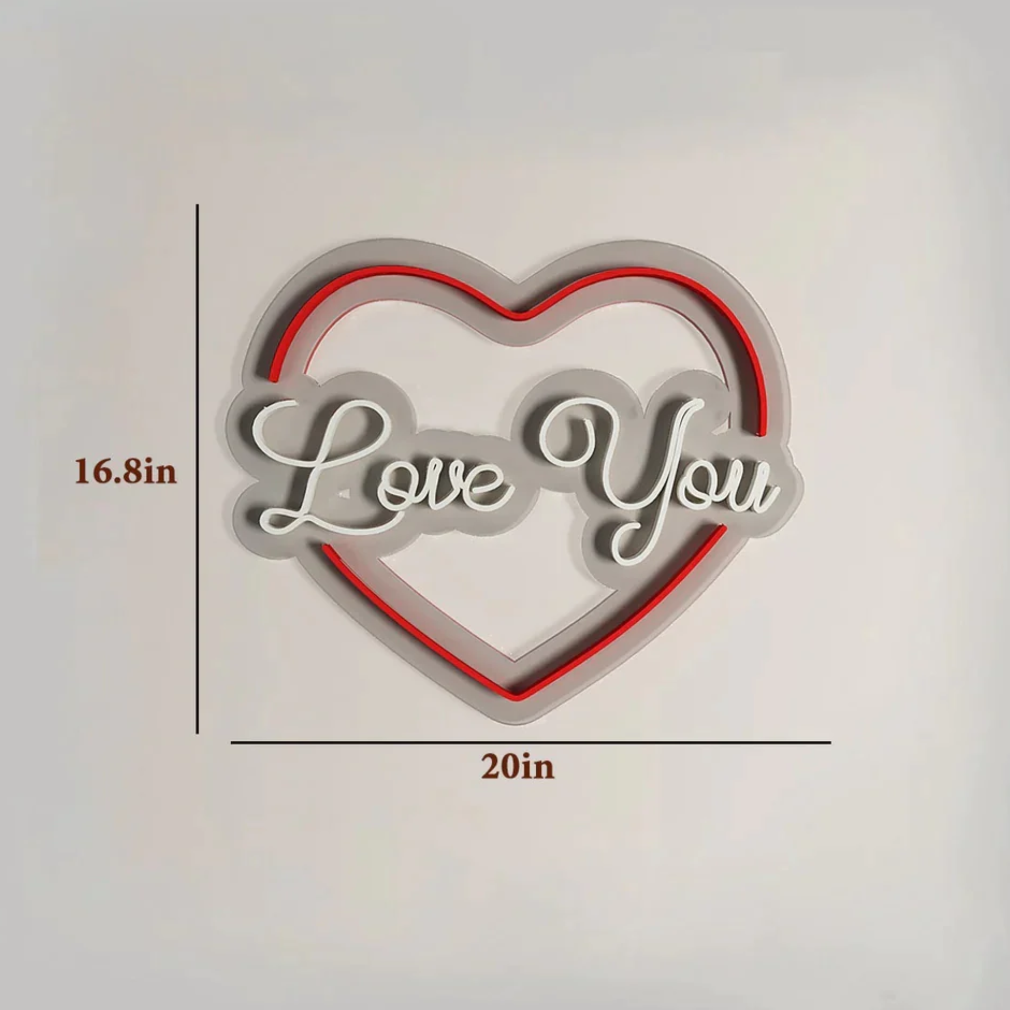 Love You Text in Heart Design Neon LED Light