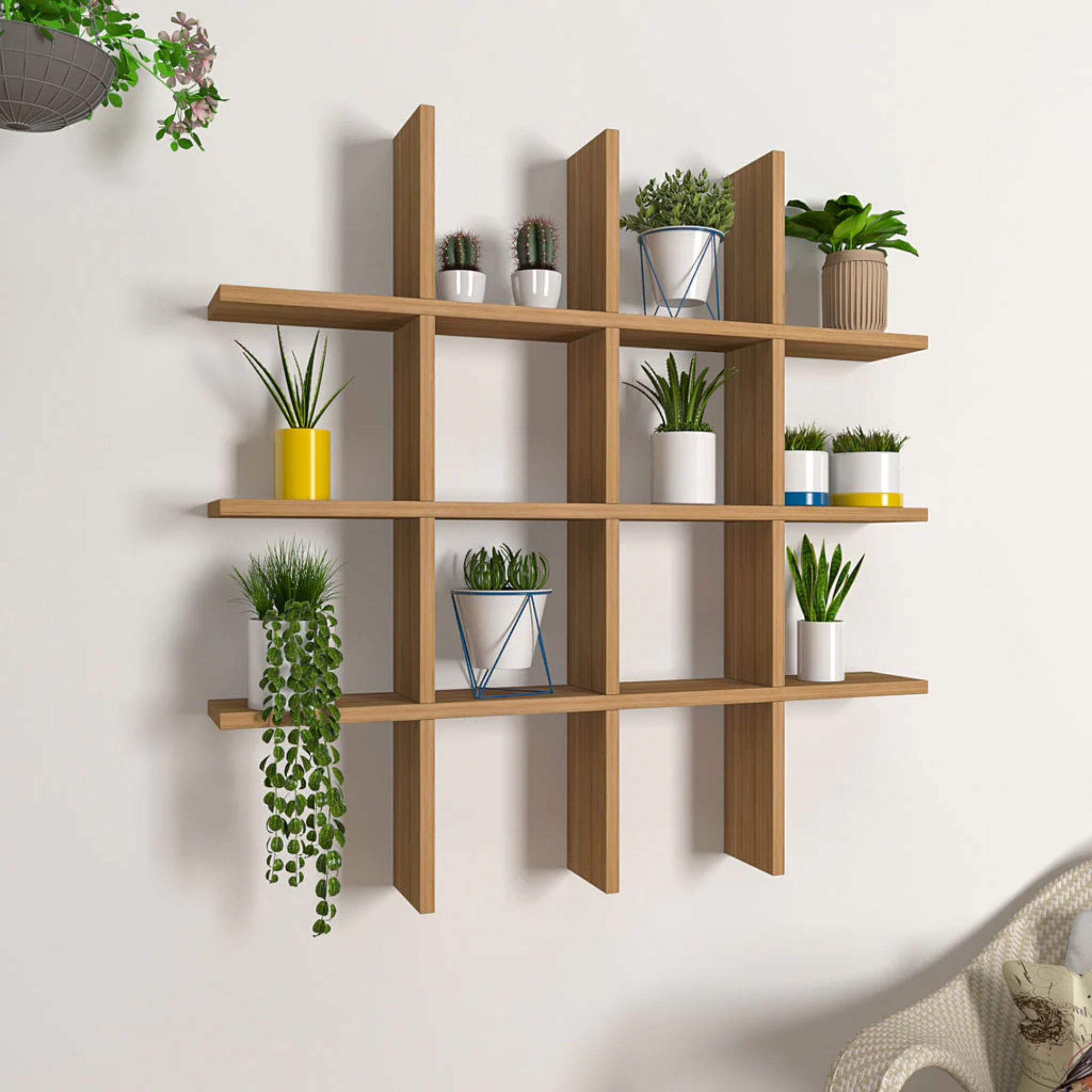 Aesthetic Block Designer With Light Oak Finish Planter Shelves