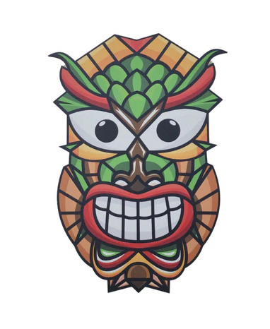 Green Ku Hawaiian Tiki Mask Wall Decor