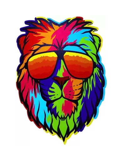Trippy Lion Wooden Wall Decor