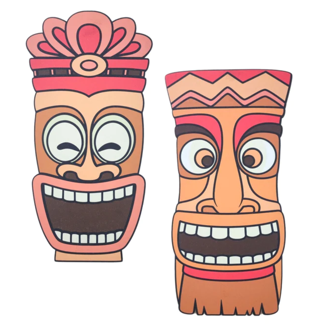 Smiley Face Hawaiian Tiki Mask Set of 2