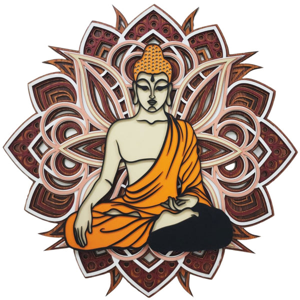 3D Meditating Buddha Mandala Art Wall Decor