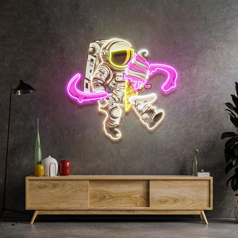 Astronaut Ice Cream Aesthetic Led Neon Light