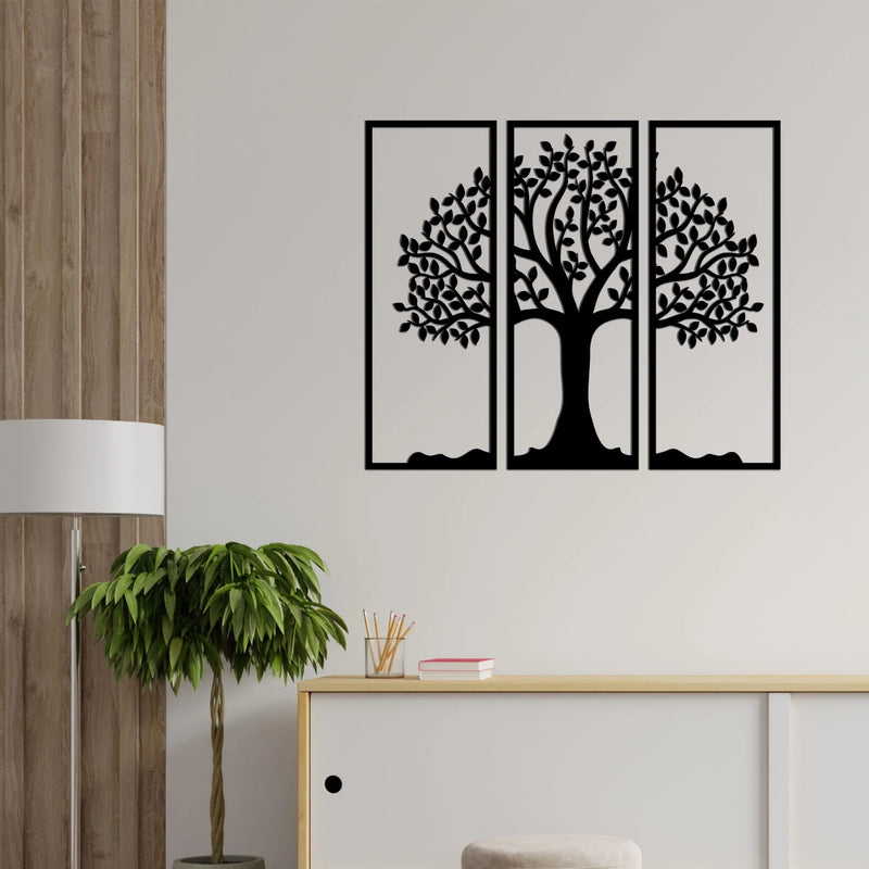 Beautiful Tree Design in 3 Pieces Premium Quality Wooden Wall Hanging