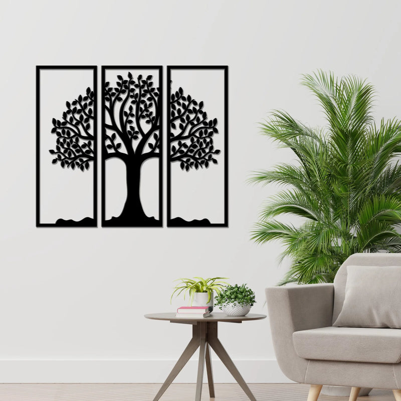 Beautiful Tree Design in 3 Pieces Premium Quality Wooden Wall Hanging