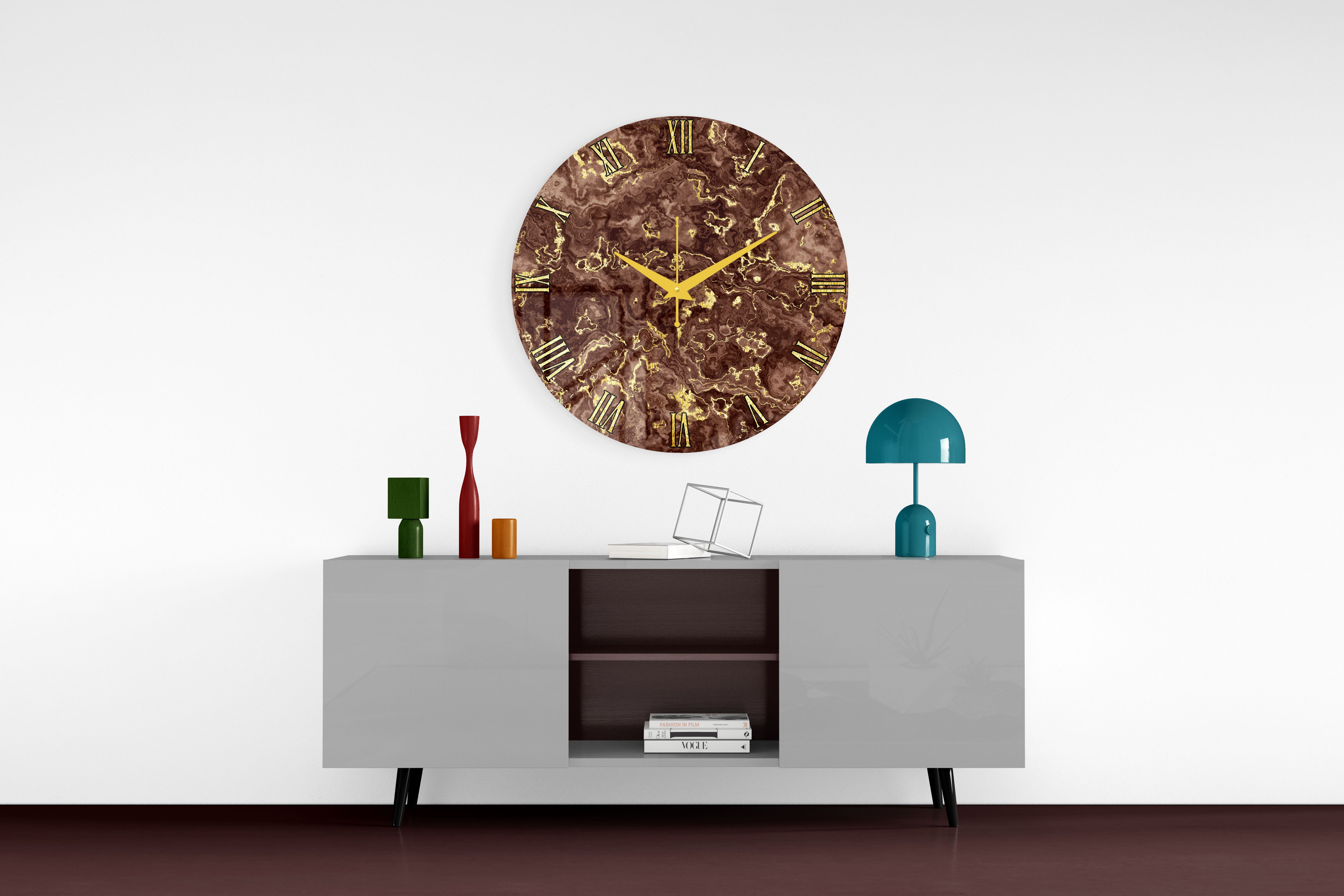 Brown Marble Gold Texture Acrylic Wall Clock