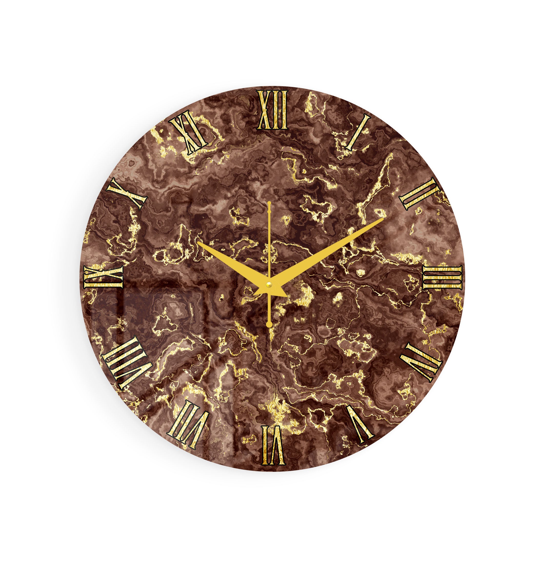 Brown Marble Gold Texture Acrylic Wall Clock