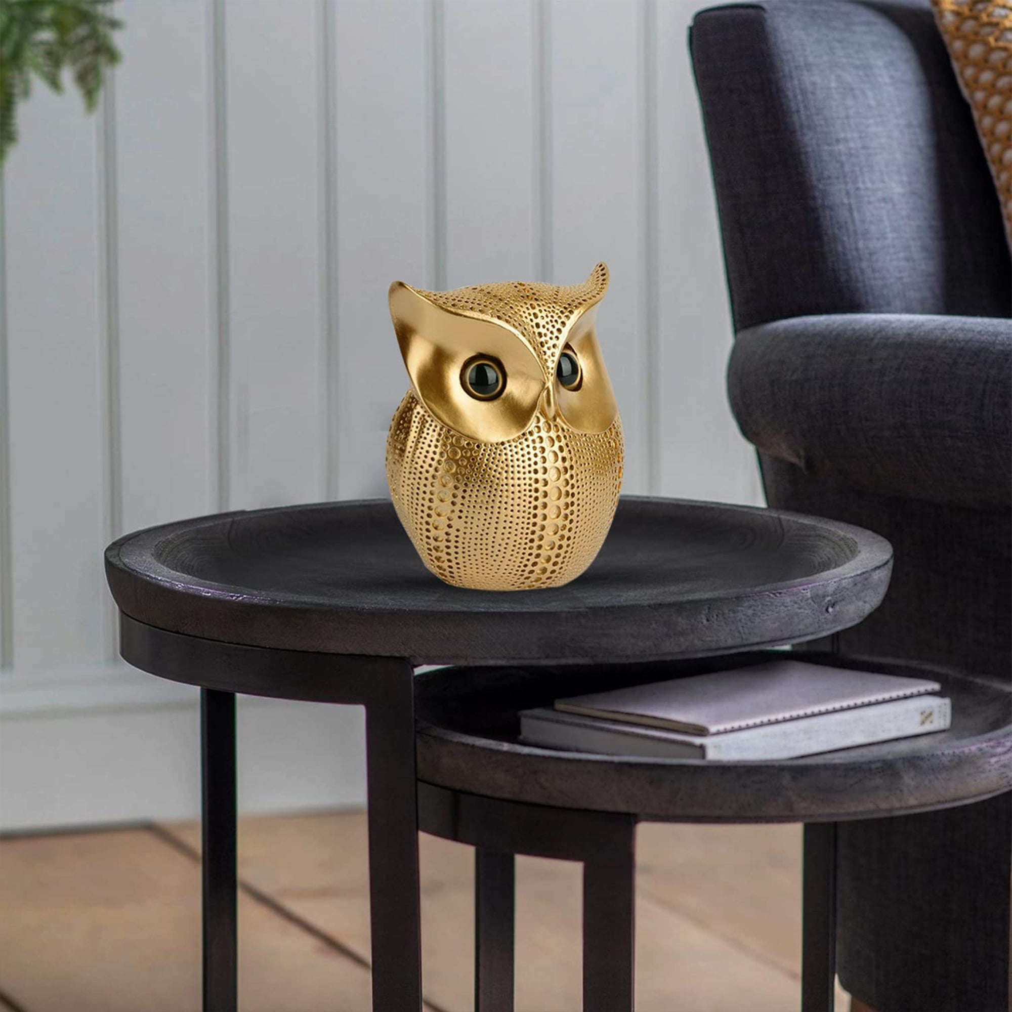 Modern Classy Lucky Owl Resin Art Figure Showpiece