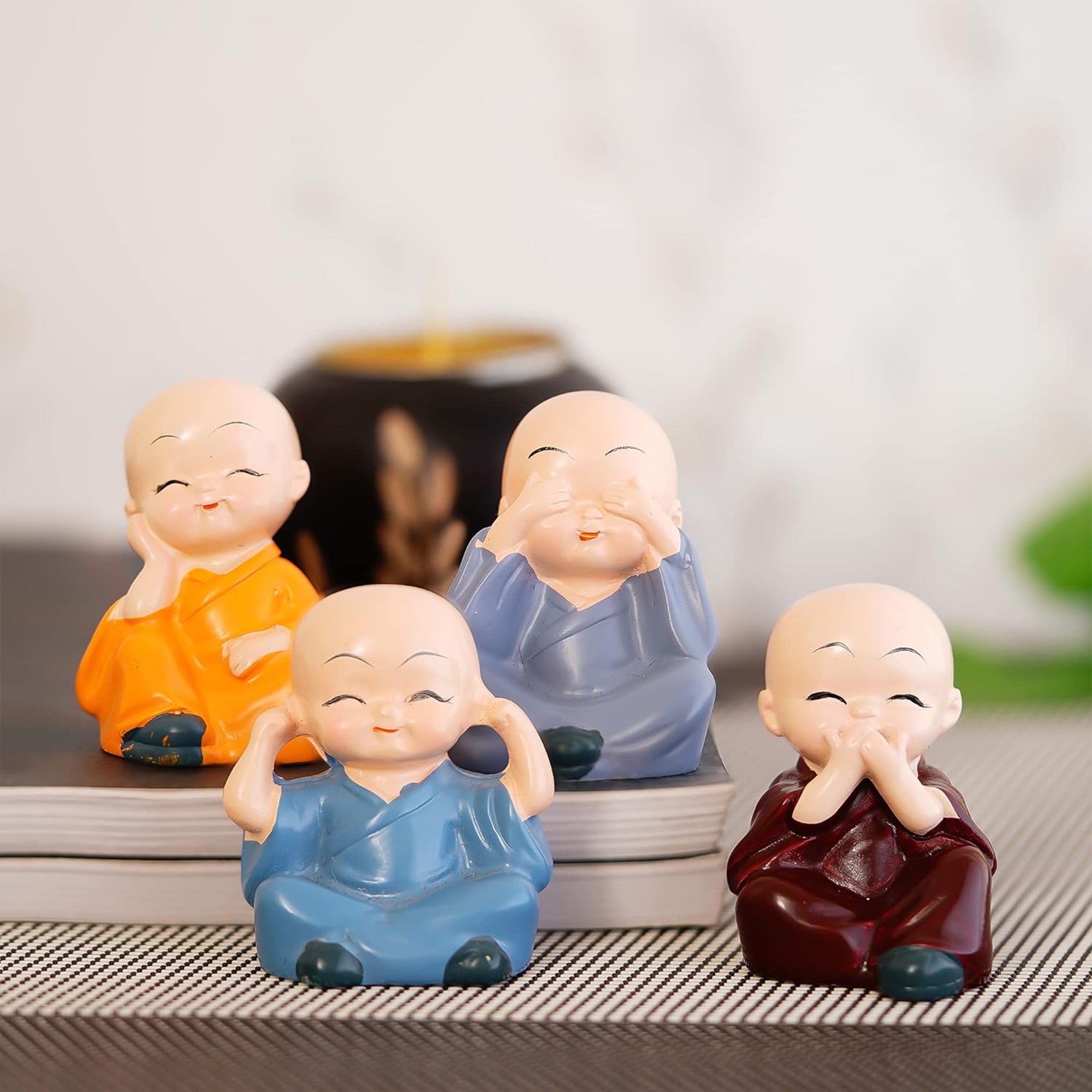 Cute Mini Buddha Idol Statue Figurines Showpiece Set of 4