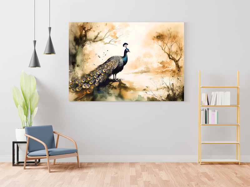 Abstract Peacock Canvas Wall Painting