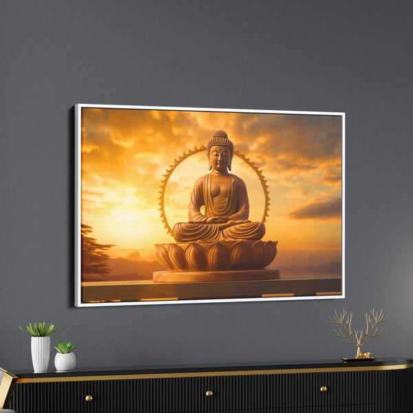 Buddha Statue And Sun Rise Canvas Wall Painting