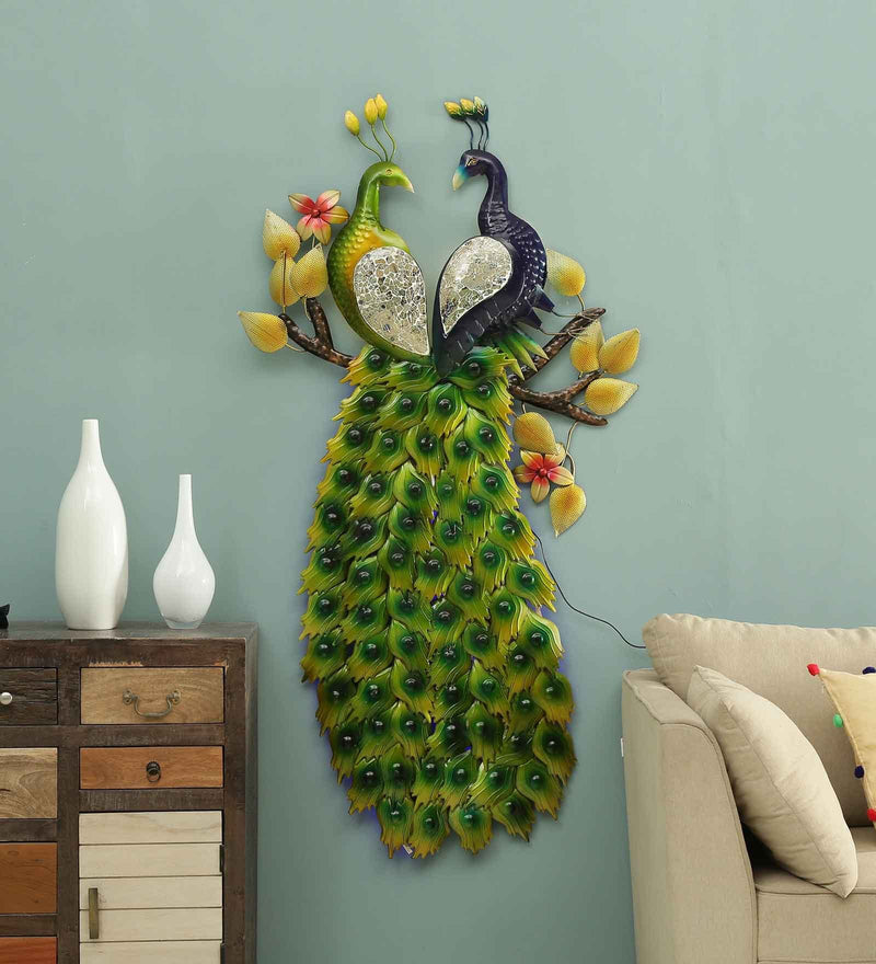 Beautiful Double Peacock Backlit Metal Wall Art for Living Room