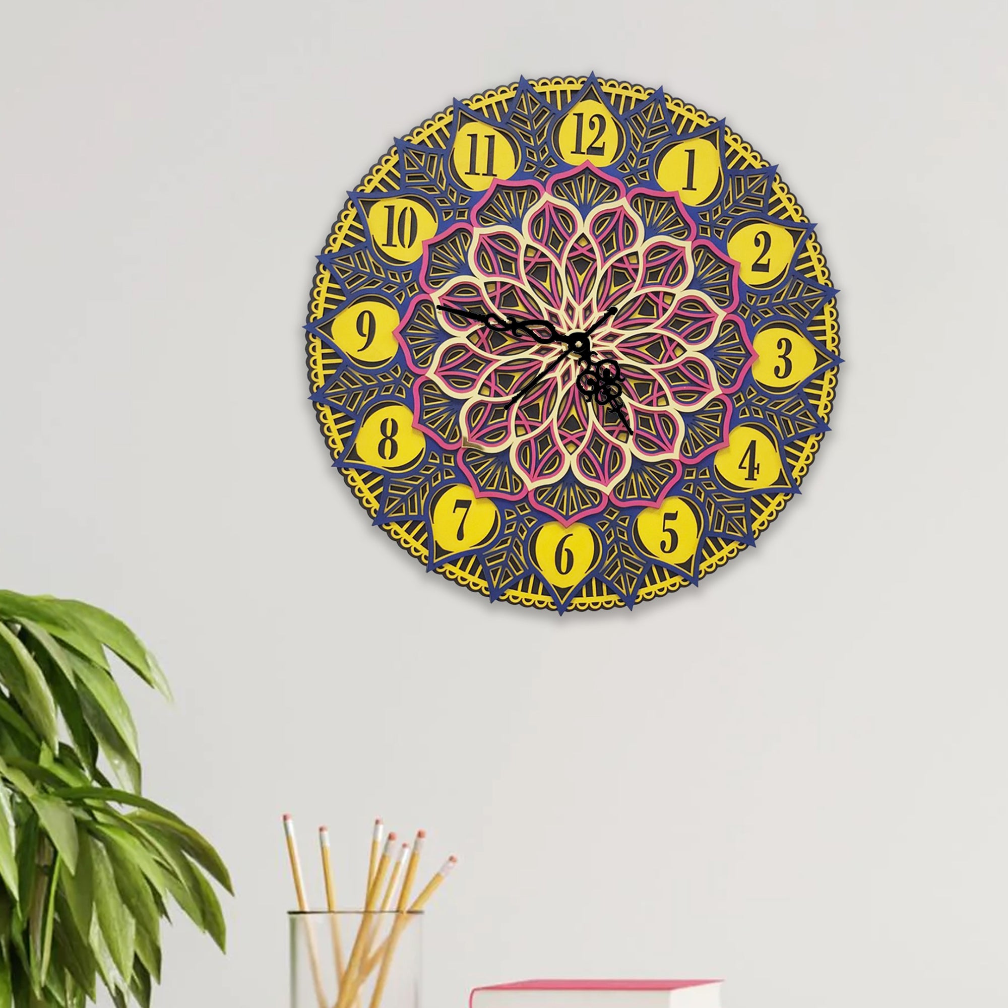 3D Flower Mandala Clock