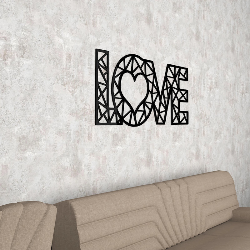 Designer Love Text in Black Premium Wooden Wall Hanging