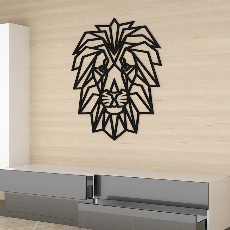 Premium Quality Wooden Wall Hanging of Black Color Lion Head