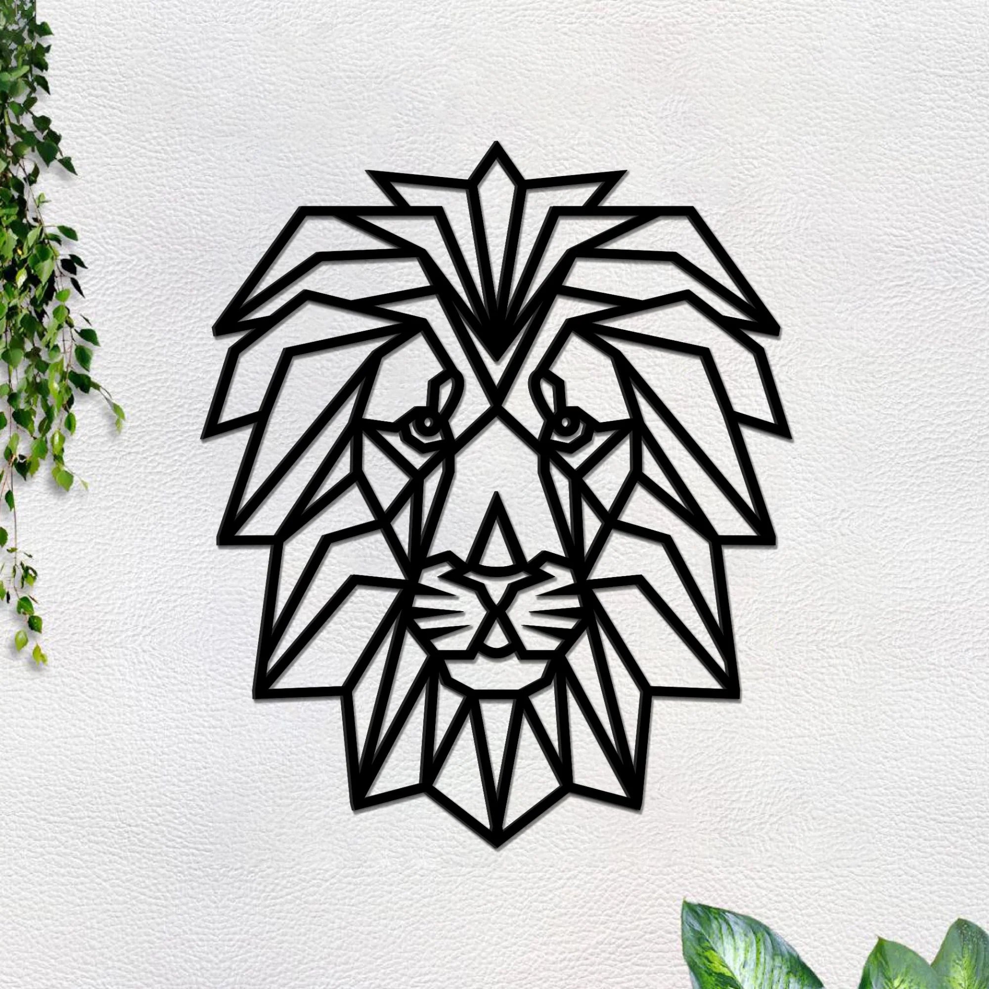 Premium Quality Wooden Wall Hanging of Black Color Lion Head
