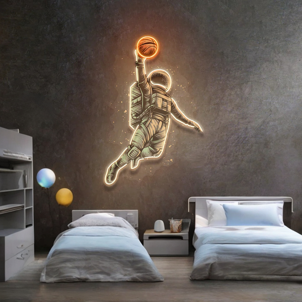 Basketball Shot Astronaut Acrylic Artwork Led Neon Light