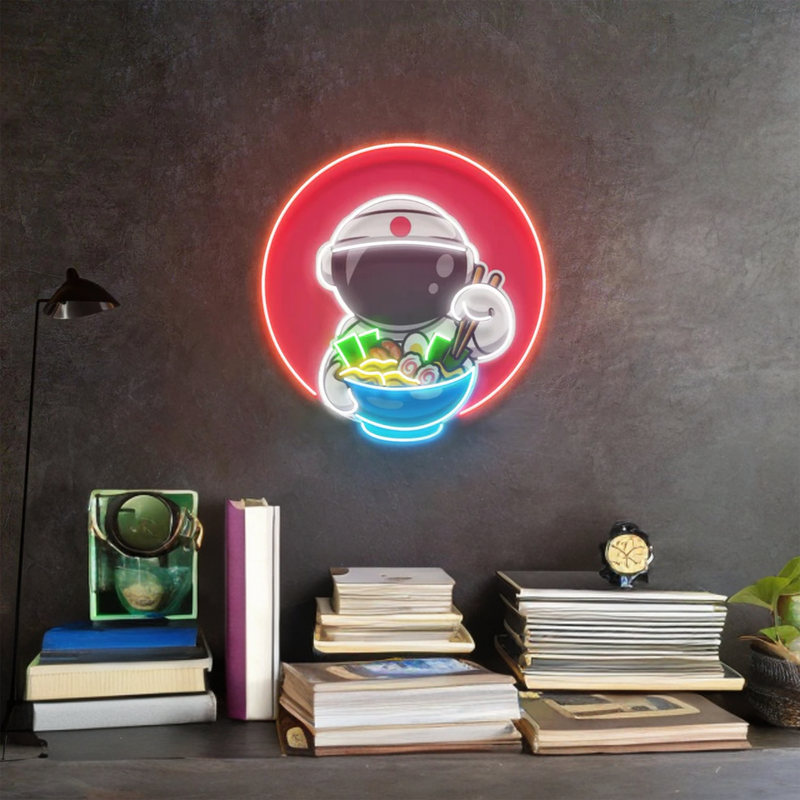 Astronaut Eating Ramen Acrylic Artwork Led Neon Light