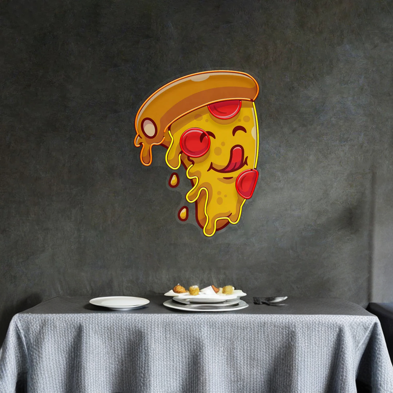 Cute Slice Pizza Sign Pop Art Led Neon Light