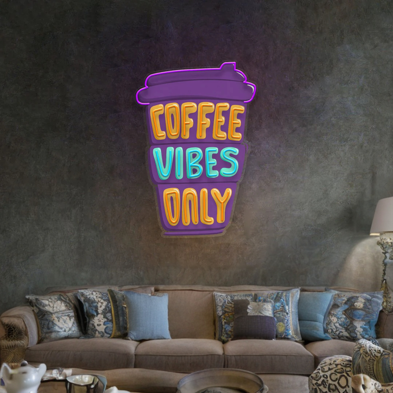 Coffee Vibe Only Sign Pop Art Led Neon Light