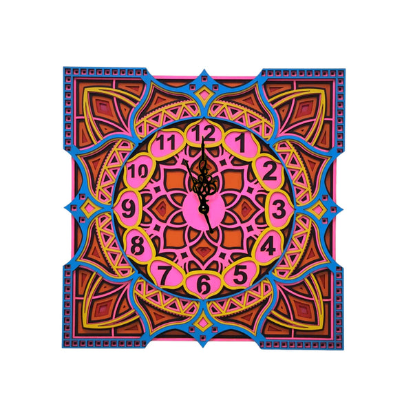 3D Square Mandala Clock