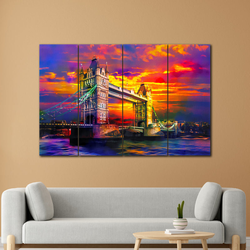 Tower Bridge Of Landon  In 4 Panel Painting