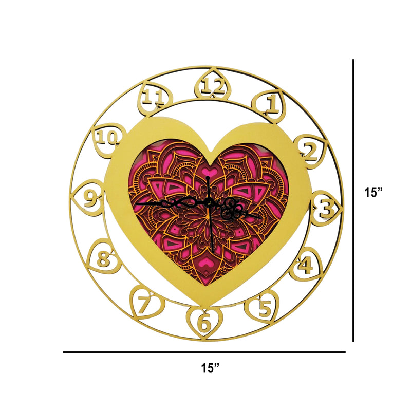3D Heart Mandala Clock
