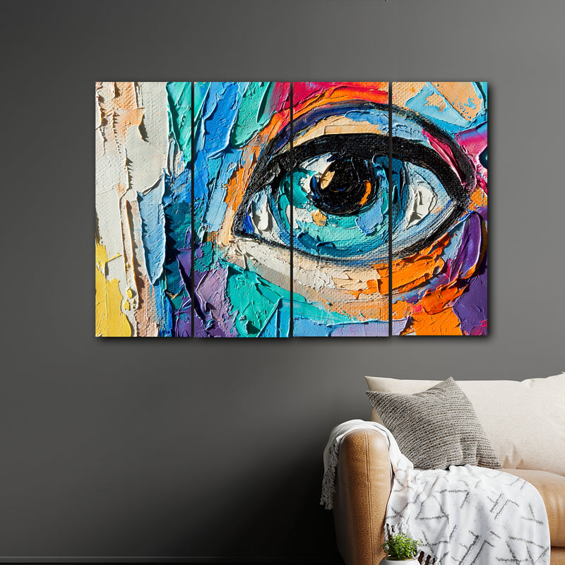 Abstract Beautiful Eye In 4 Panel Painting