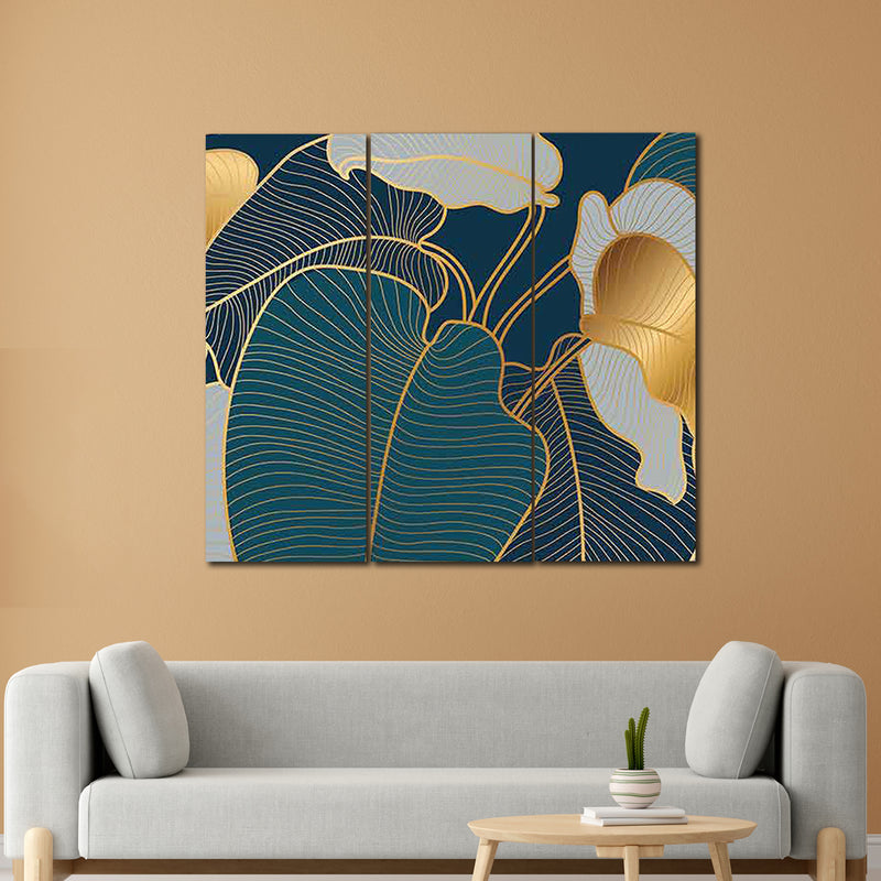 Tropical Leaves In 3 Panel Painting