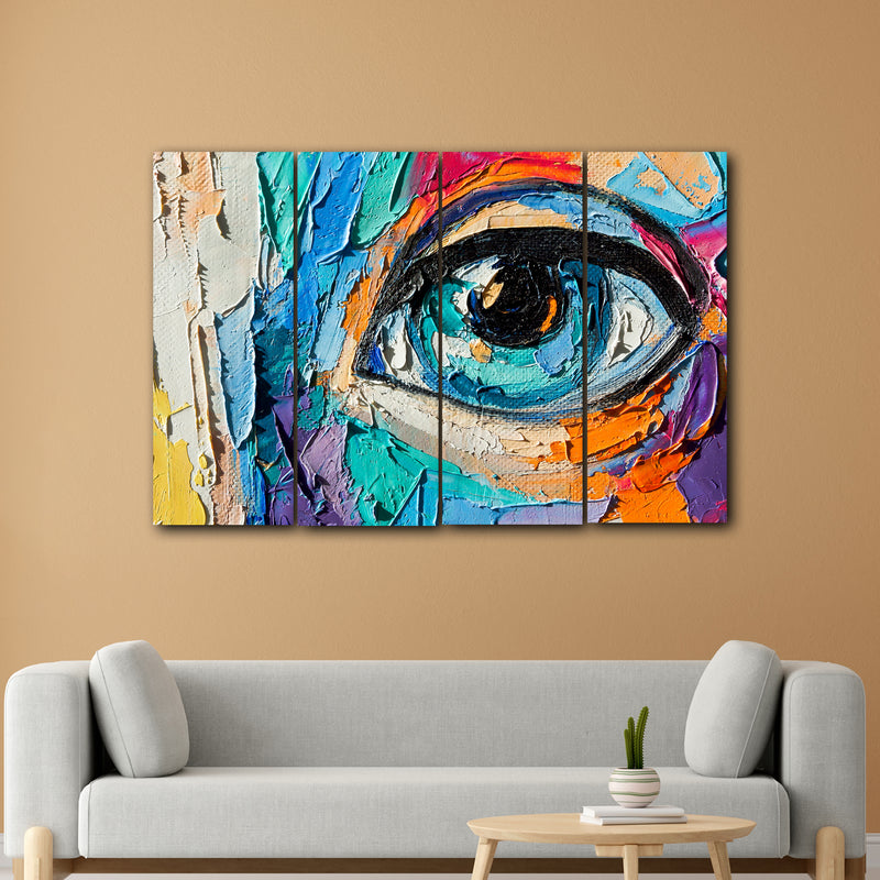 Abstract Beautiful Eye In 4 Panel Painting