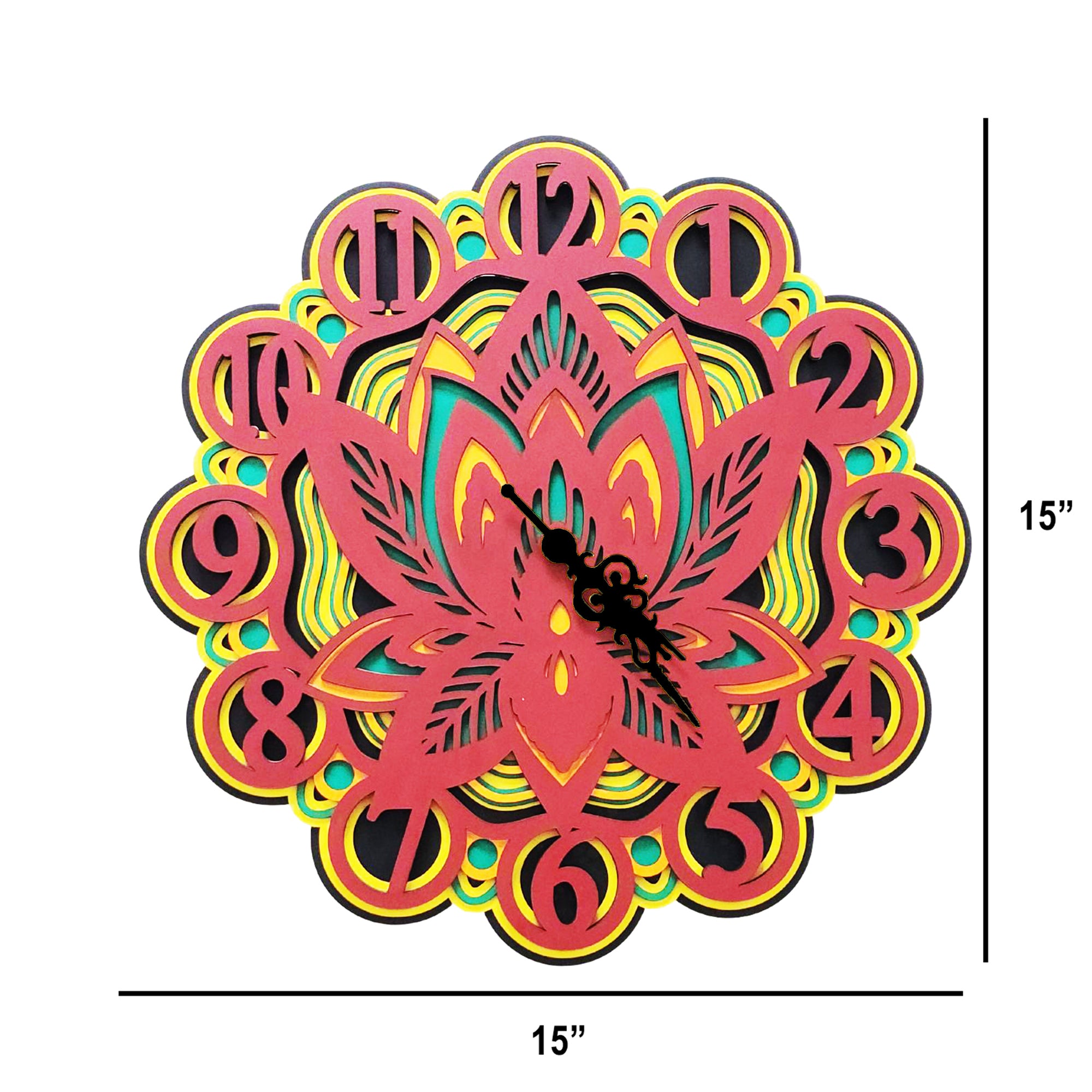3D Lotus Mandala Clock