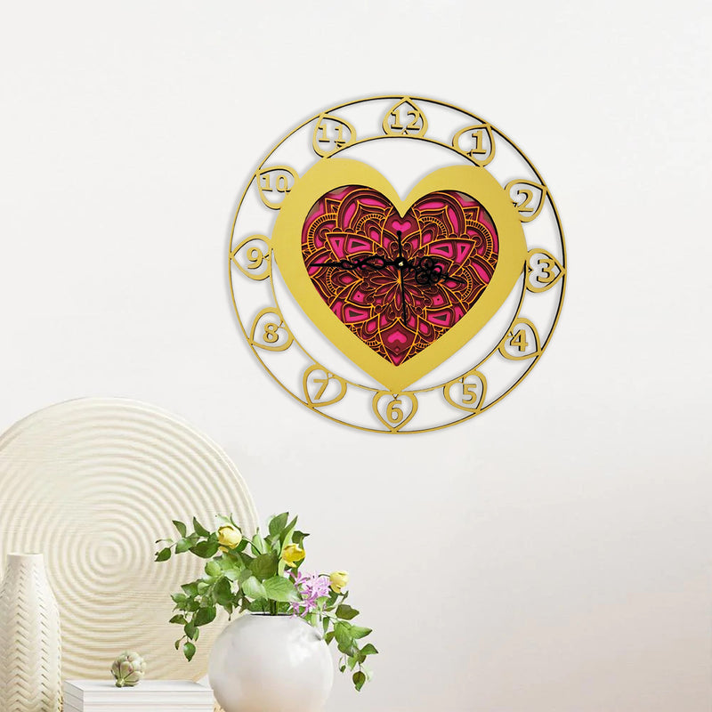 3D Heart Mandala Clock