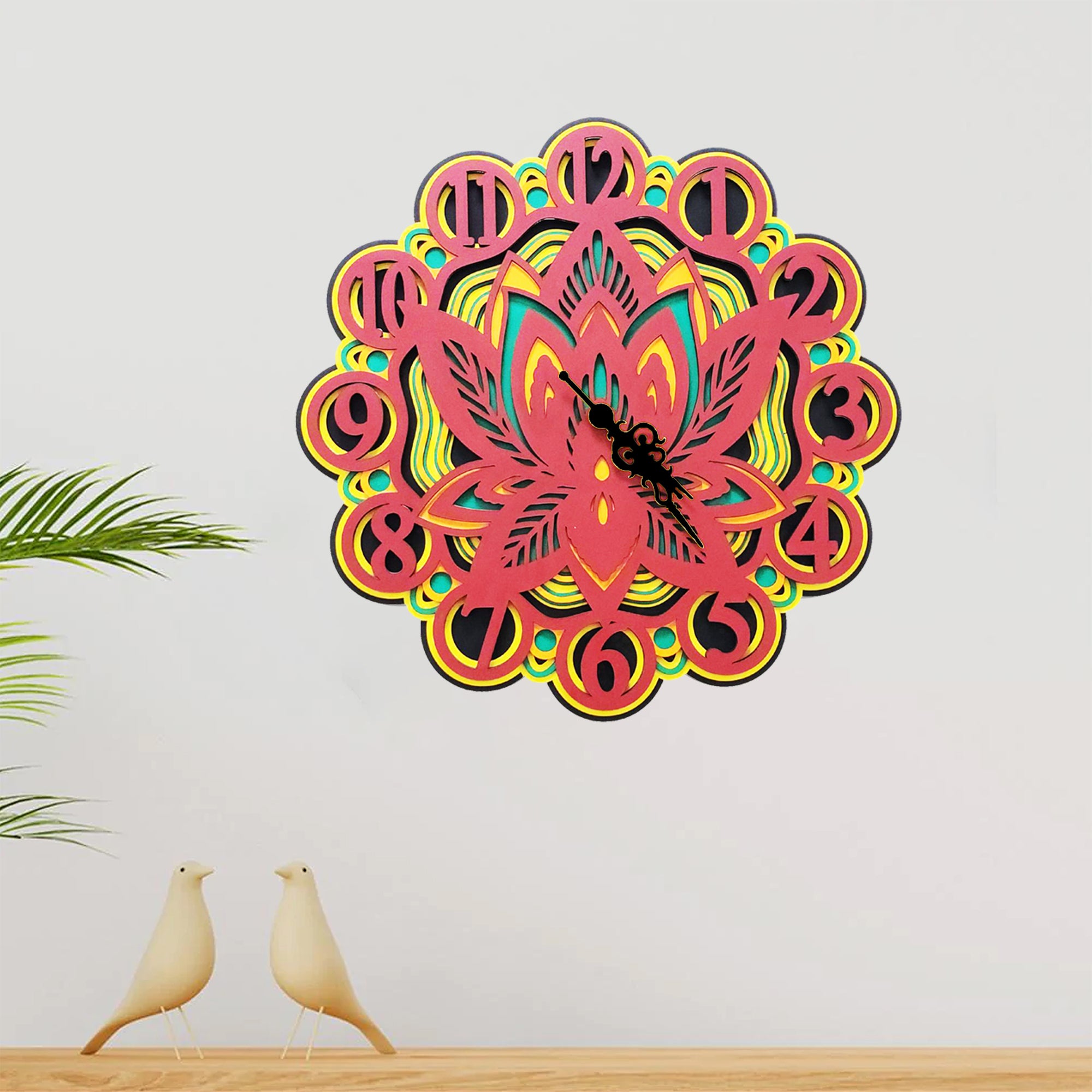 3D Lotus Mandala Clock