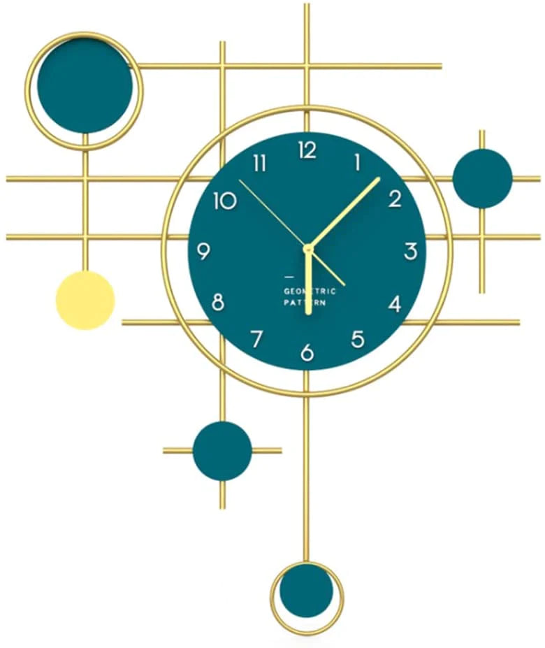 Blue & Golden Metal Wall Clock