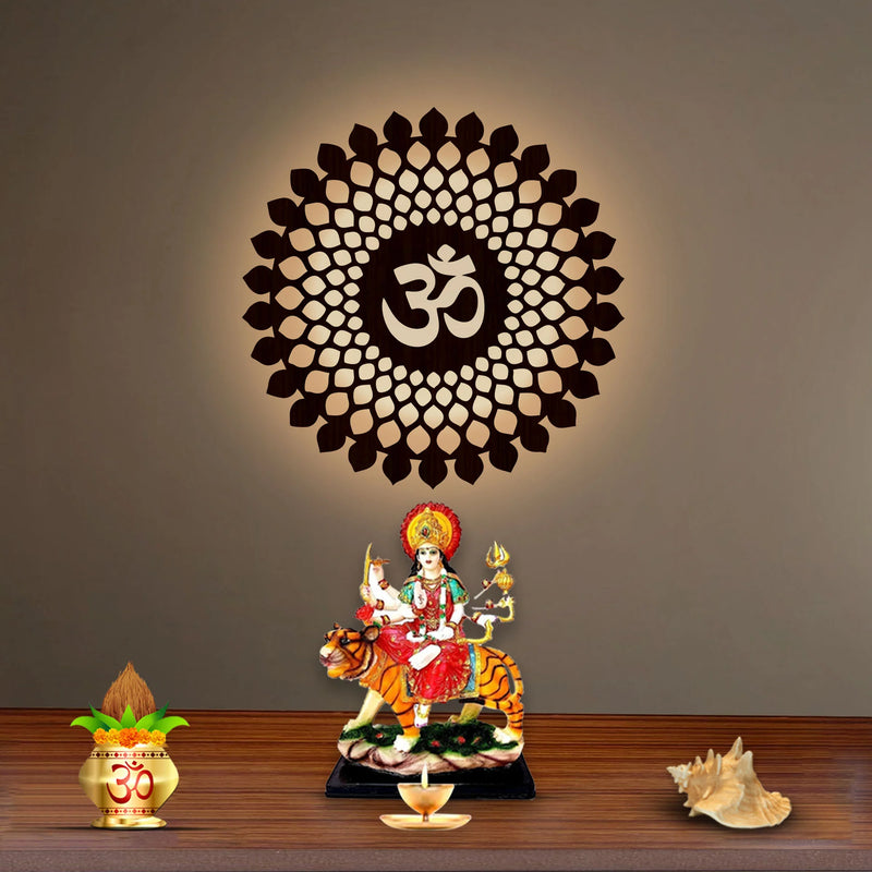 Beautiful OM Mandala Backlit with LED Wooden Wall Hanging