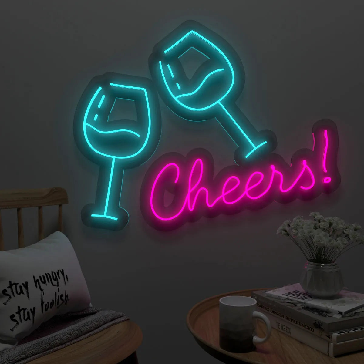“Cheers” Wine Glass Neon LED Light