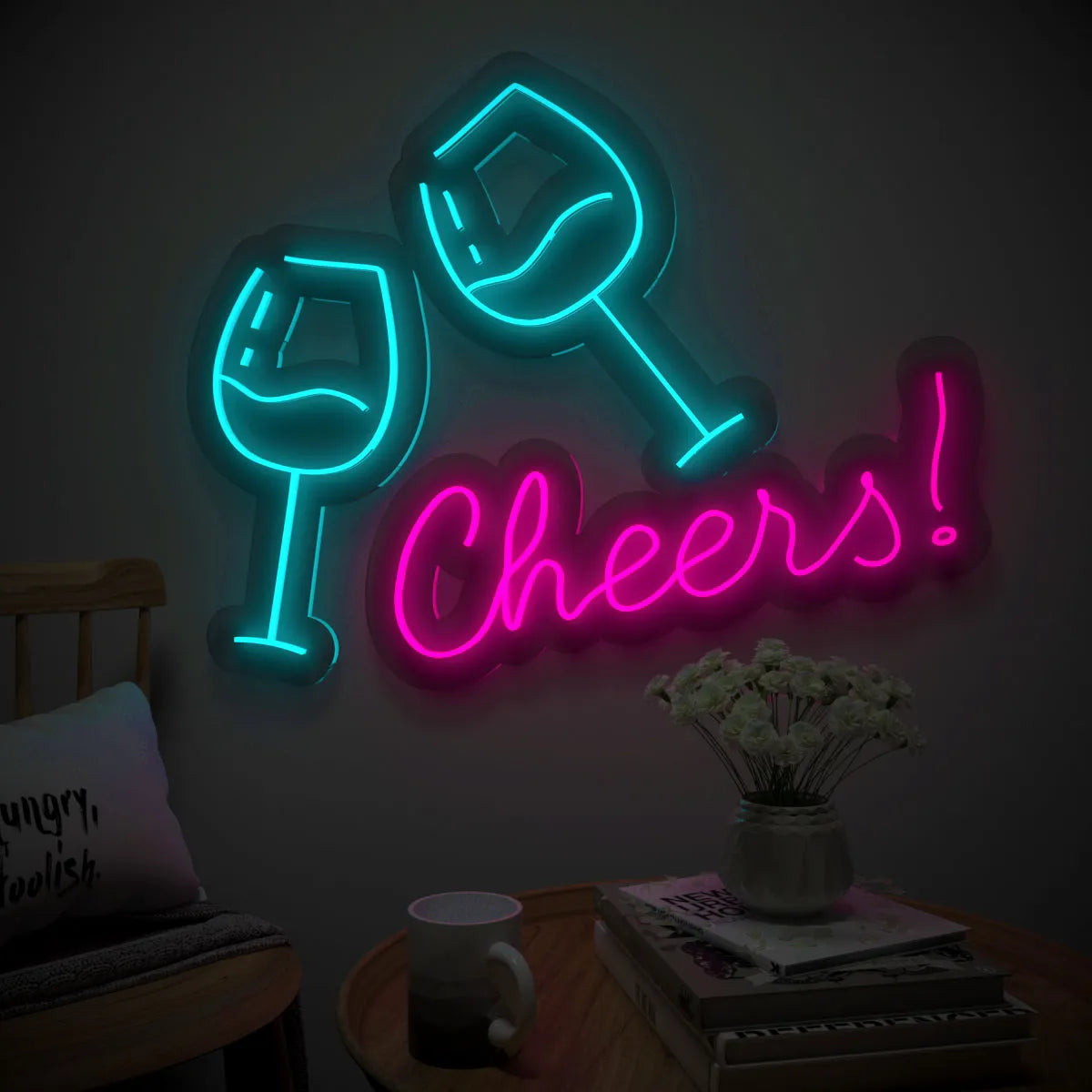 “Cheers” Wine Glass Neon LED Light