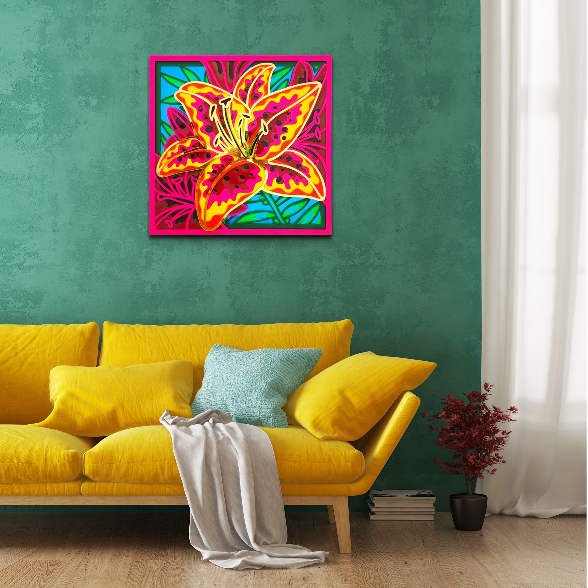 3D Tiger Lily Flower Mandala Art Wall Decor