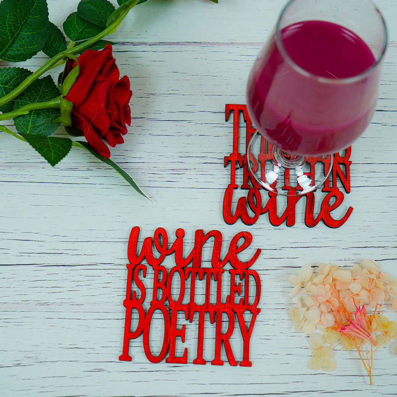 Wine is bottled poetry printed coasters