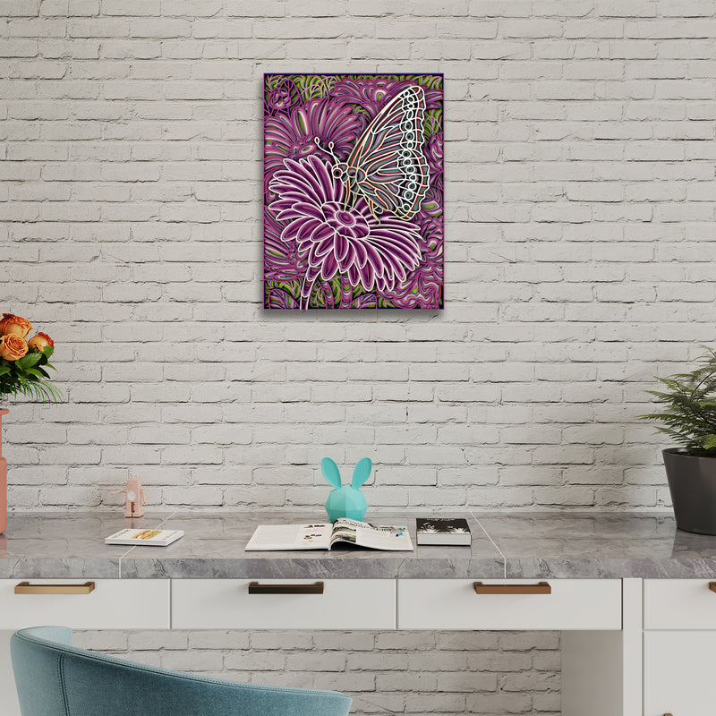 3d Butterfly on flower mandala art wall decor
